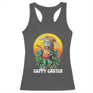 Happy 420 Easter Racerback Tank Top Funny Bunny Smoking Weed TS02 Dark Heather Print Your Wear