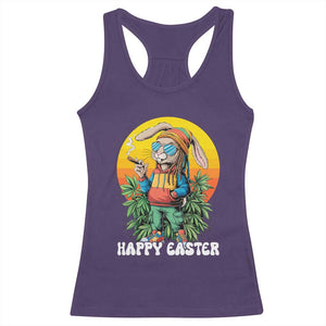 Happy 420 Easter Racerback Tank Top Funny Bunny Smoking Weed TS02 Purple Print Your Wear