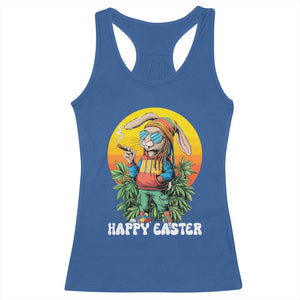 Happy 420 Easter Racerback Tank Top Funny Bunny Smoking Weed TS02 Royal Blue Print Your Wear