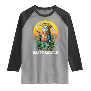 Happy 420 Easter Raglan Shirt Funny Bunny Smoking Weed TS02 Sport Gray Black Print Your Wear