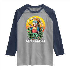 Happy 420 Easter Raglan Shirt Funny Bunny Smoking Weed TS02 Sport Gray Navy Print Your Wear