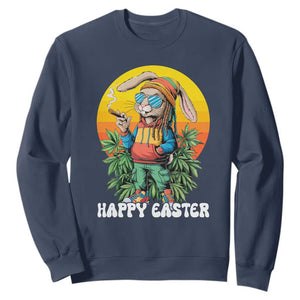 Happy 420 Easter Sweatshirt Funny Bunny Smoking Weed TS02 Navy Print Your Wear