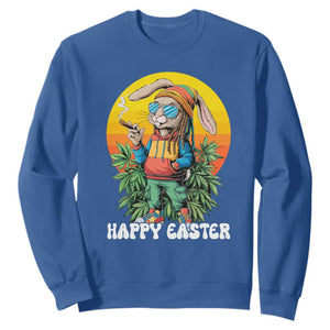 Happy 420 Easter Sweatshirt Funny Bunny Smoking Weed TS02 Royal Blue Print Your Wear