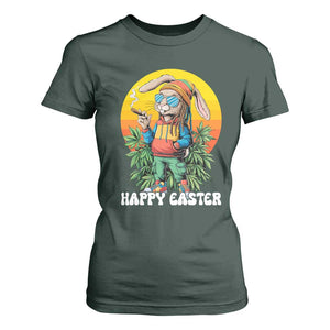 Happy 420 Easter T Shirt For Women Funny Bunny Smoking Weed TS02 Dark Forest Green Print Your Wear