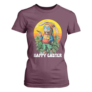 Happy 420 Easter T Shirt For Women Funny Bunny Smoking Weed TS02 Maroon Print Your Wear