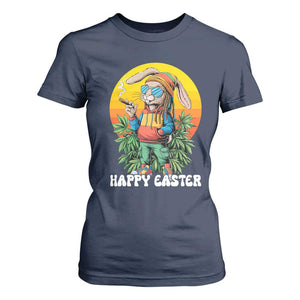 Happy 420 Easter T Shirt For Women Funny Bunny Smoking Weed TS02 Navy Print Your Wear