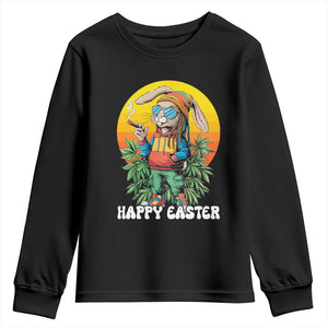 Happy 420 Easter Youth Sweatshirt Funny Bunny Smoking Weed TS02 Black Print Your Wear