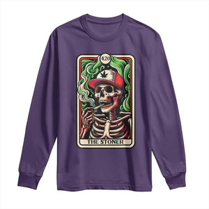 Skeleton 420 The Stoner Long Sleeve Shirt Retro Tarot Card Weed Lover Cannabis Trippy Vibes TS02 Purple Print Your Wear