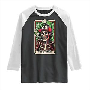 Skeleton 420 The Stoner Raglan Shirt Retro Tarot Card Weed Lover Cannabis Trippy Vibes TS02 Black White Print Your Wear
