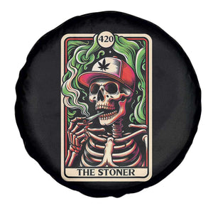 Skeleton 420 The Stoner Spare Tire Cover Retro Tarot Card Weed Lover Cannabis Trippy Vibes TS02 Print Your Wear