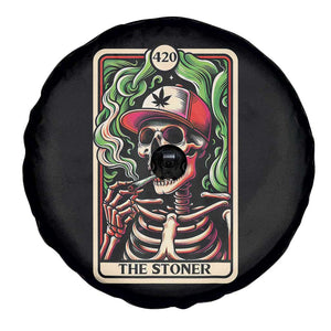 Skeleton 420 The Stoner Spare Tire Cover Retro Tarot Card Weed Lover Cannabis Trippy Vibes TS02 Print Your Wear