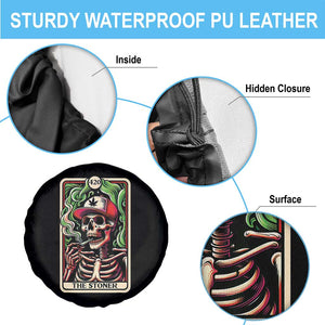 Skeleton 420 The Stoner Spare Tire Cover Retro Tarot Card Weed Lover Cannabis Trippy Vibes TS02 Print Your Wear