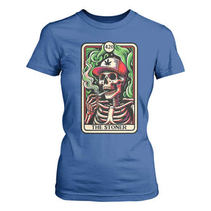Skeleton 420 The Stoner T Shirt For Women Retro Tarot Card Weed Lover Cannabis Trippy Vibes TS02 Royal Blue Print Your Wear