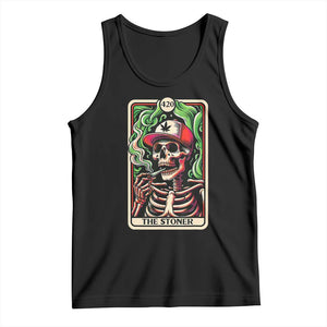 Skeleton 420 The Stoner Tank Top Retro Tarot Card Weed Lover Cannabis Trippy Vibes TS02 Black Print Your Wear