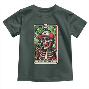 Skeleton 420 The Stoner Toddler T Shirt Retro Tarot Card Weed Lover Cannabis Trippy Vibes TS02 Dark Forest Green Print Your Wear