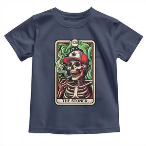 Skeleton 420 The Stoner Toddler T Shirt Retro Tarot Card Weed Lover Cannabis Trippy Vibes TS02 Navy Print Your Wear