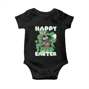 Happy 420 Easter Baby Onesie Funny Smoking Easter Bunny TS02 Black Print Your Wear