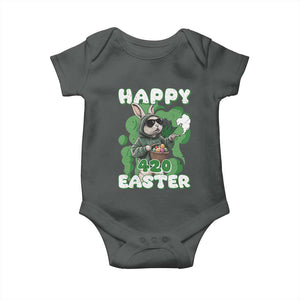 Happy 420 Easter Baby Onesie Funny Smoking Easter Bunny TS02 Dark Heather Print Your Wear