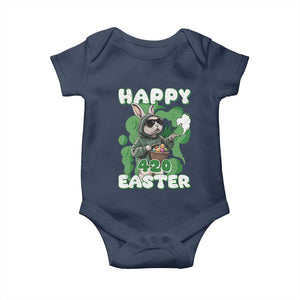 Happy 420 Easter Baby Onesie Funny Smoking Easter Bunny TS02 Navy Print Your Wear