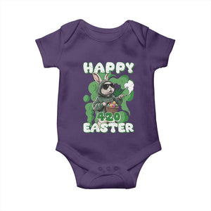 Happy 420 Easter Baby Onesie Funny Smoking Easter Bunny TS02 Purple Print Your Wear