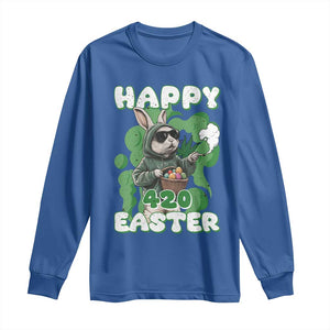 Happy 420 Easter Long Sleeve Shirt Funny Smoking Easter Bunny TS02 Royal Blue Print Your Wear