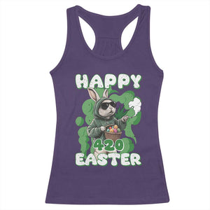 Happy 420 Easter Racerback Tank Top Funny Smoking Easter Bunny TS02 Purple Print Your Wear