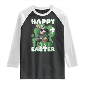 Happy 420 Easter Raglan Shirt Funny Smoking Easter Bunny TS02 Black White Print Your Wear