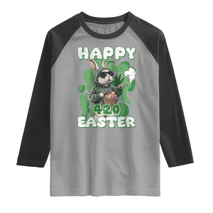 Happy 420 Easter Raglan Shirt Funny Smoking Easter Bunny TS02 Sport Gray Black Print Your Wear
