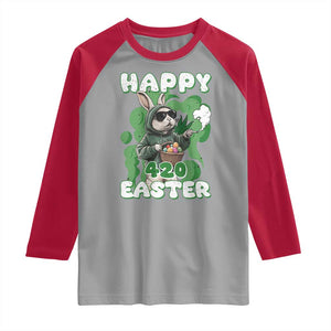 Happy 420 Easter Raglan Shirt Funny Smoking Easter Bunny TS02 Sport Gray Red Print Your Wear