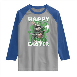 Happy 420 Easter Raglan Shirt Funny Smoking Easter Bunny TS02 Sport Gray Royal Print Your Wear