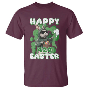 Happy 420 Easter T Shirt Funny Smoking Easter Bunny TS02 Maroon Print Your Wear