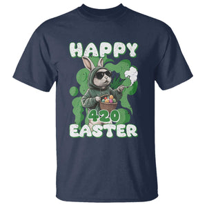 Happy 420 Easter T Shirt Funny Smoking Easter Bunny TS02 Navy Print Your Wear