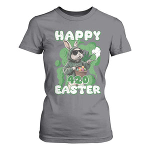 Happy 420 Easter T Shirt For Women Funny Smoking Easter Bunny TS02 Charcoal Print Your Wear