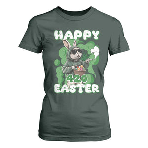 Happy 420 Easter T Shirt For Women Funny Smoking Easter Bunny TS02 Dark Forest Green Print Your Wear