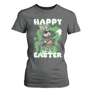 Happy 420 Easter T Shirt For Women Funny Smoking Easter Bunny TS02 Dark Heather Print Your Wear