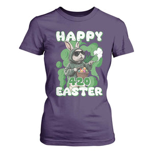 Happy 420 Easter T Shirt For Women Funny Smoking Easter Bunny TS02 Purple Print Your Wear