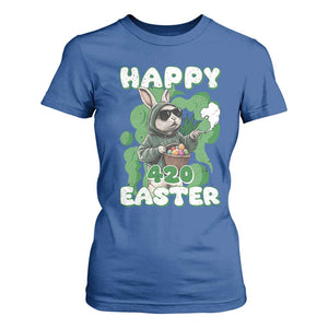 Happy 420 Easter T Shirt For Women Funny Smoking Easter Bunny TS02 Royal Blue Print Your Wear