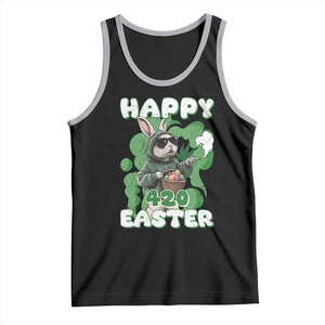 Happy 420 Easter Tank Top Funny Smoking Easter Bunny TS02 Black Athletic Heather Print Your Wear