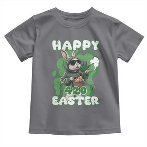 Happy 420 Easter Toddler T Shirt Funny Smoking Easter Bunny TS02 Charcoal Print Your Wear