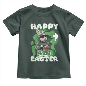 Happy 420 Easter Toddler T Shirt Funny Smoking Easter Bunny TS02 Dark Forest Green Print Your Wear