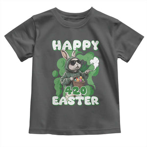 Happy 420 Easter Toddler T Shirt Funny Smoking Easter Bunny TS02 Dark Heather Print Your Wear