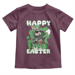 Happy 420 Easter Toddler T Shirt Funny Smoking Easter Bunny TS02 Maroon Print Your Wear