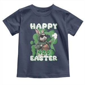 Happy 420 Easter Toddler T Shirt Funny Smoking Easter Bunny TS02 Navy Print Your Wear