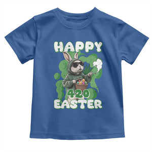 Happy 420 Easter Toddler T Shirt Funny Smoking Easter Bunny TS02 Royal Blue Print Your Wear