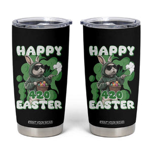 Happy 420 Easter Tumbler Cup Funny Smoking Easter Bunny TS02 Black Print Your Wear