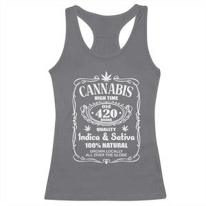 Funny Cannabis High Time Racerback Tank Top Old 420 Quality Indica & Sativa Weed TS02 Charcoal Print Your Wear