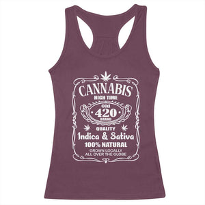 Funny Cannabis High Time Racerback Tank Top Old 420 Quality Indica & Sativa Weed TS02 Maroon Print Your Wear