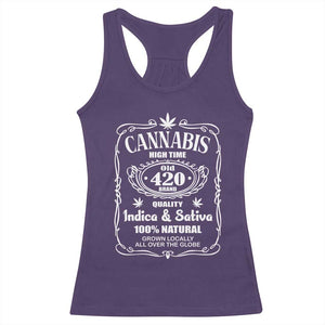 Funny Cannabis High Time Racerback Tank Top Old 420 Quality Indica & Sativa Weed TS02 Purple Print Your Wear