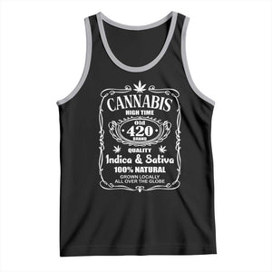 Funny Cannabis High Time Tank Top Old 420 Quality Indica & Sativa Weed TS02 Black Athletic Heather Print Your Wear