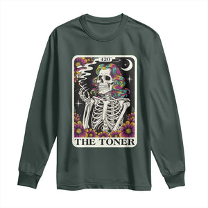 Skeleton 420 Cannabis Long Sleeve Shirt Tarot Card The Stoner Weed Lover TS02 Dark Forest Green Print Your Wear
